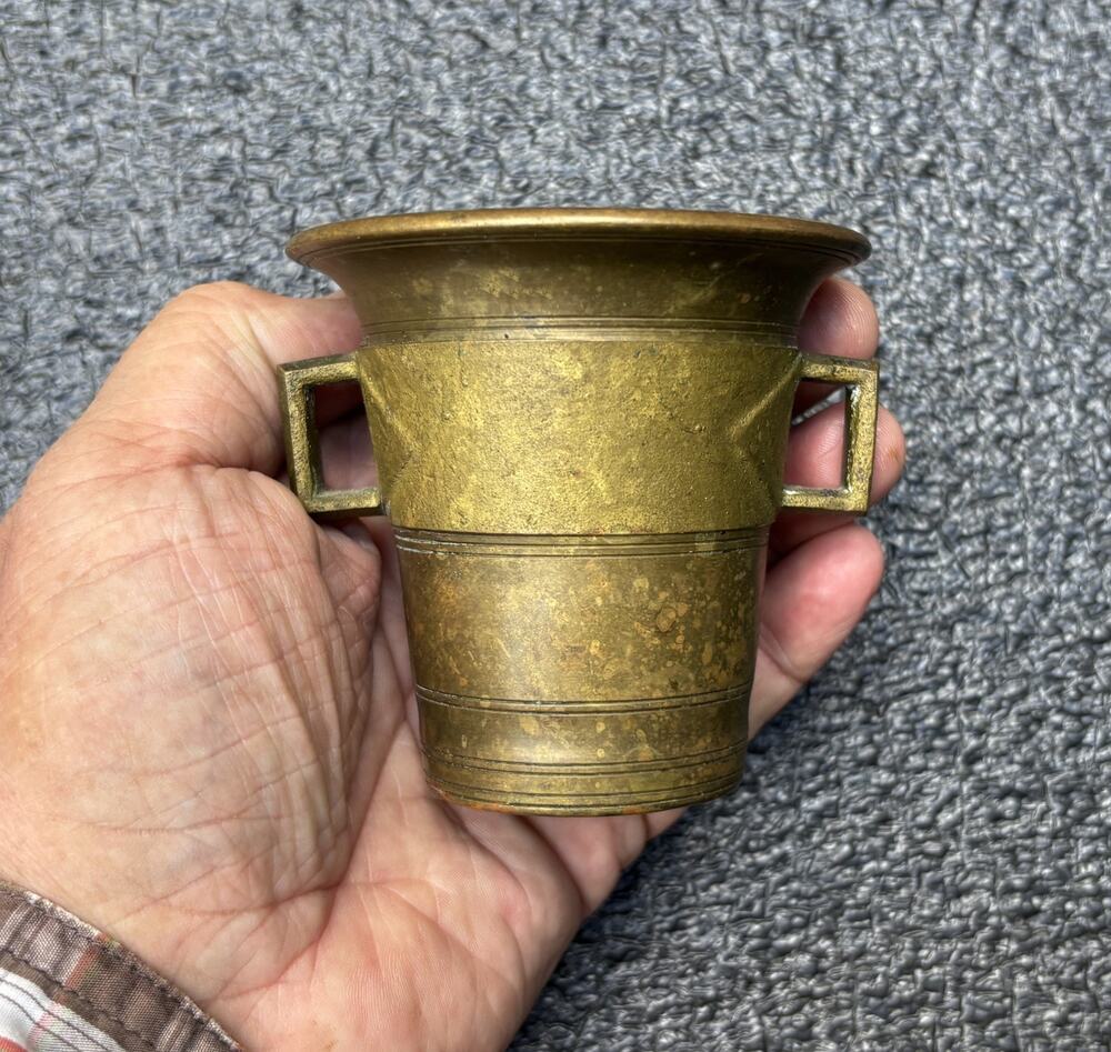 Vintage Skultuna No.3 Antique Solid Brass Apothecary MORTAR & PESTLE